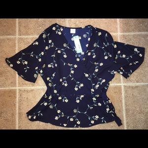 Gorgeous Navy Peplum Wrap Blouse